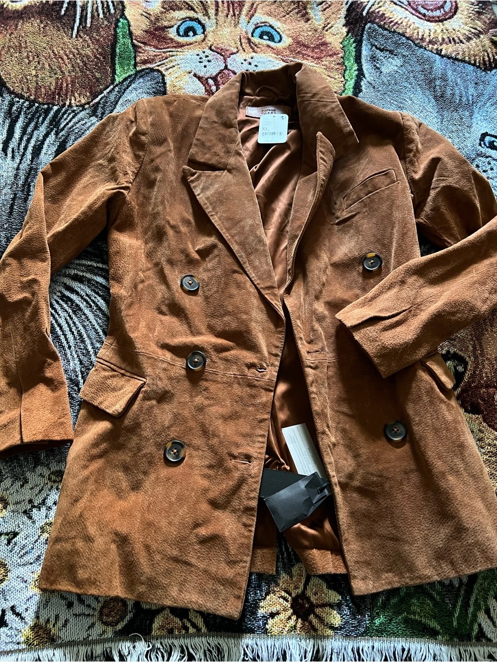 Blank NYC Brown Leather Double-Breasted Blazer